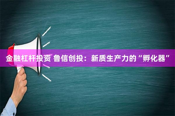 金融杠杆投资 鲁信创投：新质生产力的“孵化器”