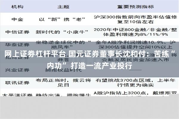 网上证劵杠杆平台 国元证券董事长沈和付：苦练“内功” 打造一流产业投行