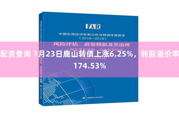 配资查询 7月23日鹿山转债上涨6.25%，转股溢价率174.53%