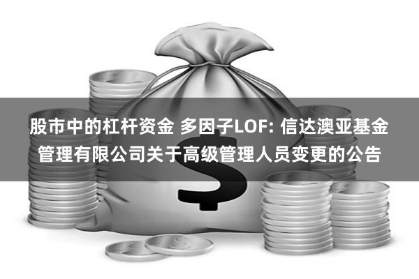 股市中的杠杆资金 多因子LOF: 信达澳亚基金管理有限公司关于高级管理人员变更的公告